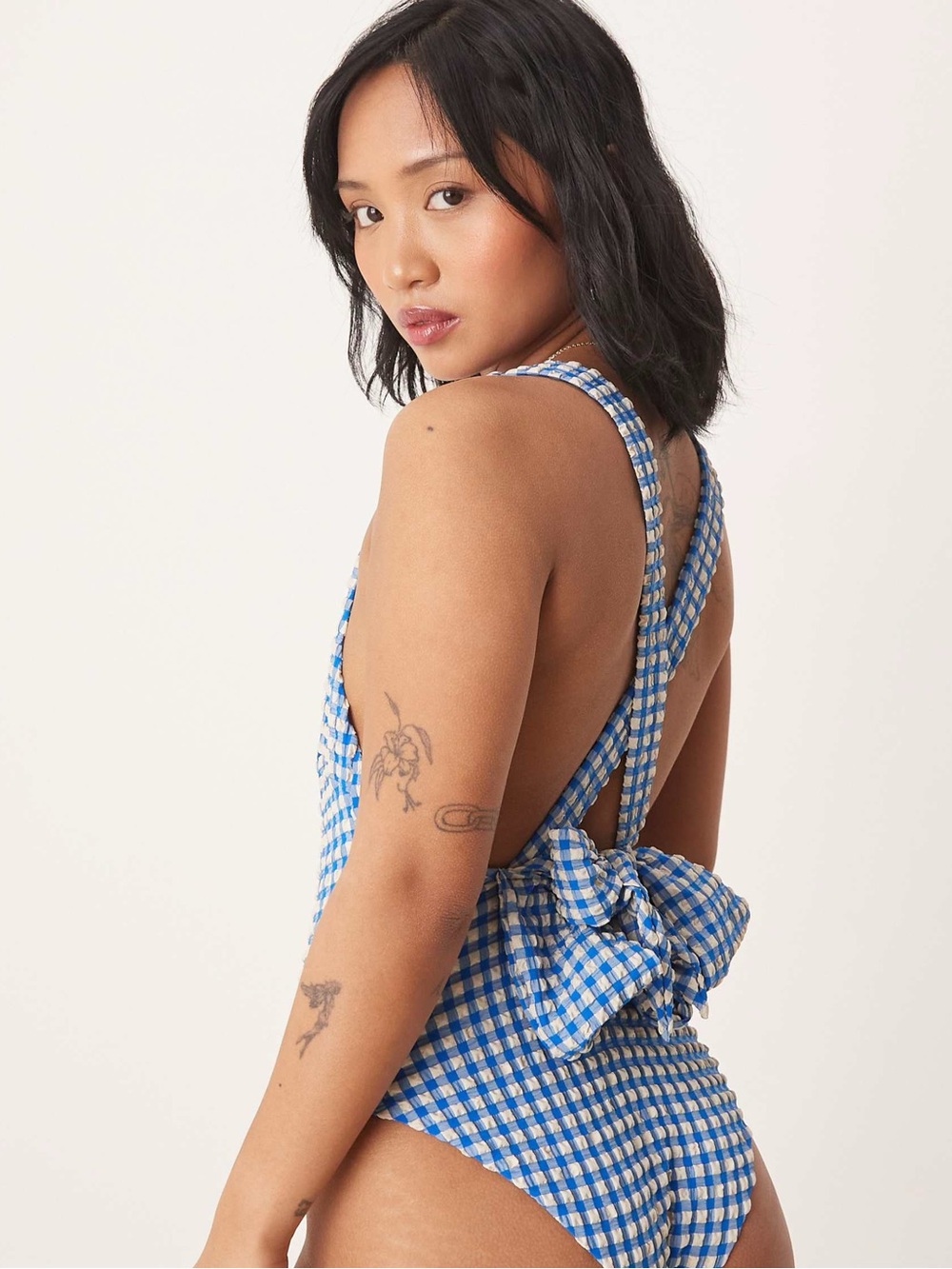 ASOS Blue Gingham Bow tie Women’s Swimsuit